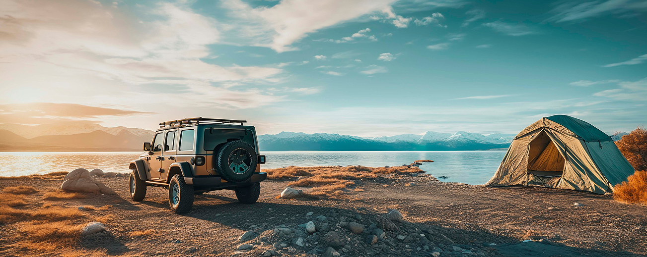 jeep beside the sea